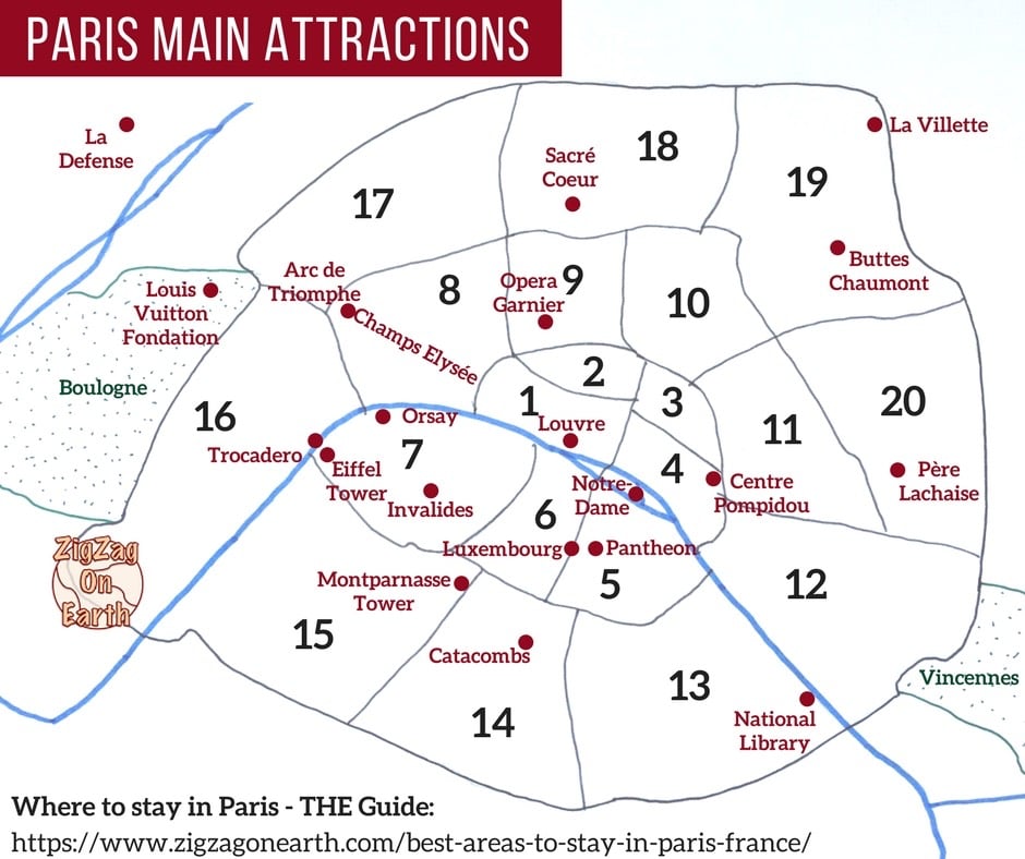France Paris Attractions Map Paris Neighborhoods things to do