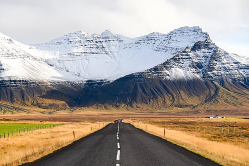 Empty road in early winter of Iceland Empty road in early winter of Iceland