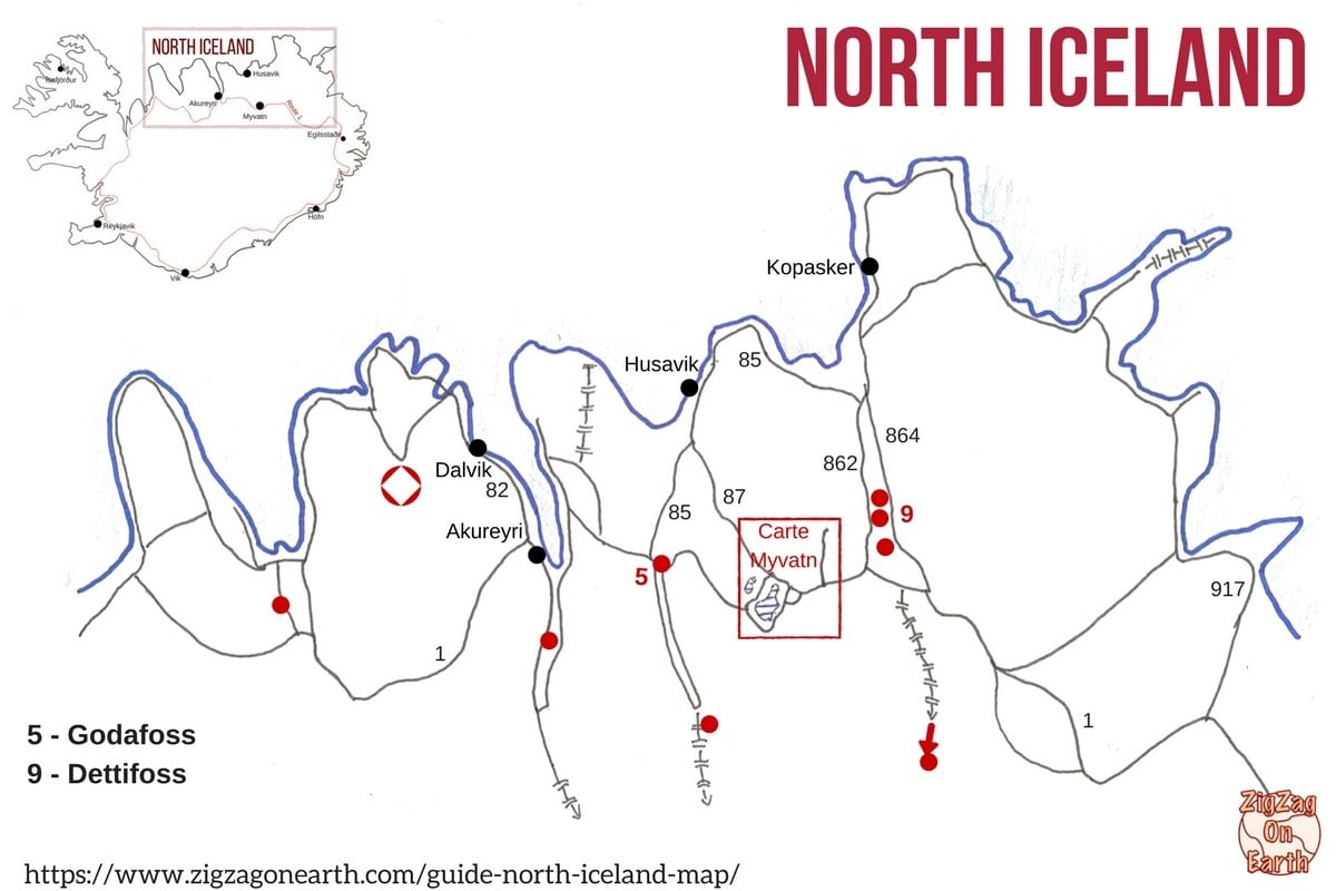 Simplified North Iceland Map - Lake Myvatn Simplified North Iceland Map - Lake Myvatn