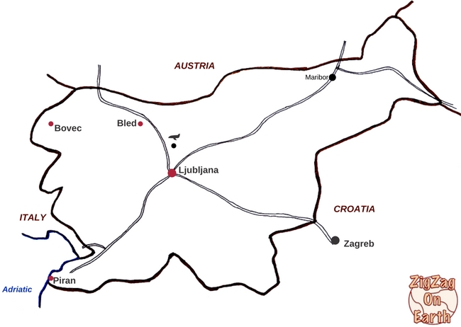 Main touristic destinations Slovenia Map Main touristic destinations Slovenia Map