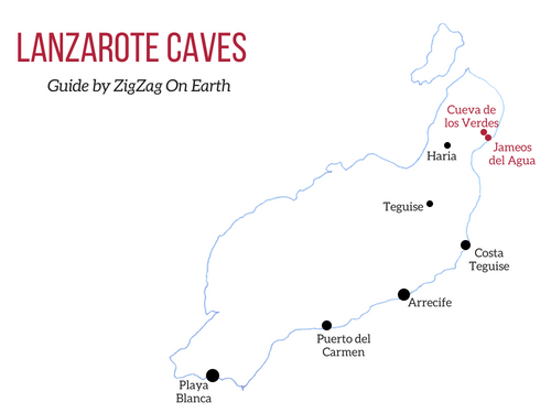 Map Lanzarote caves Map Lanzarote caves