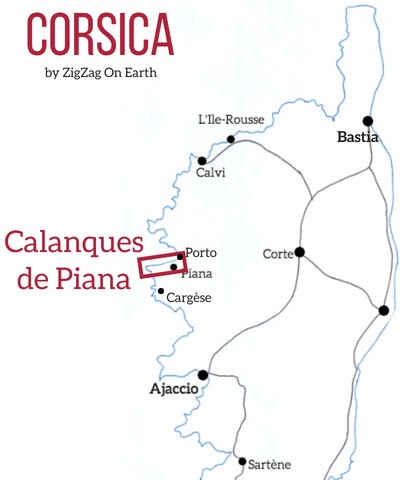Calanques de Piana Map Corsica Calanques de Piana Map Corsica