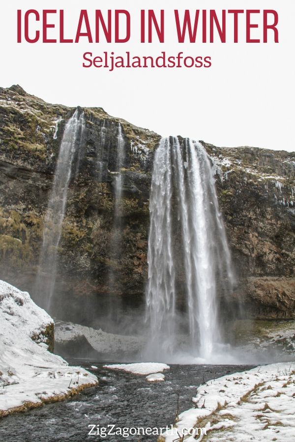 Seljalandsfoss Winter Iceland Travel Pin