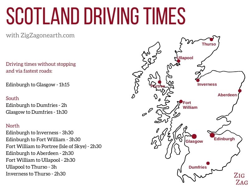 Map Towns Scotland Driving Times