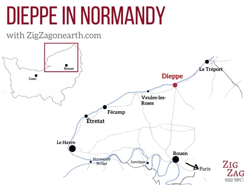 Map Dieppe in Normandy location Map Dieppe in Normandy location