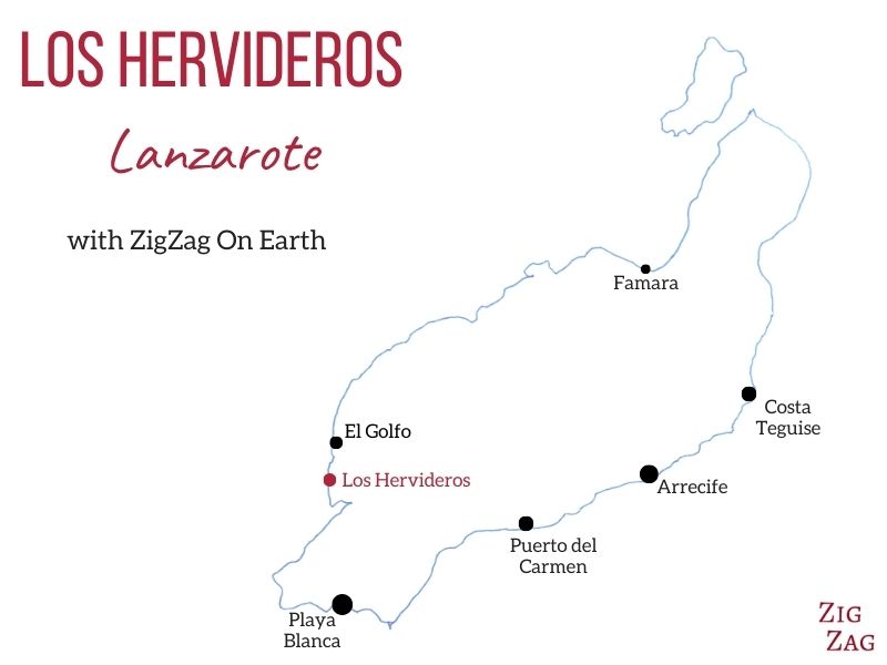 Lava cliffs los hervideros Lanzarote Map location Lava cliffs los hervideros Lanzarote Map location