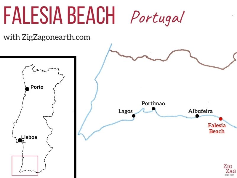 Praia da Falesia Beach Algarve map location Praia da Falesia Beach Algarve map location