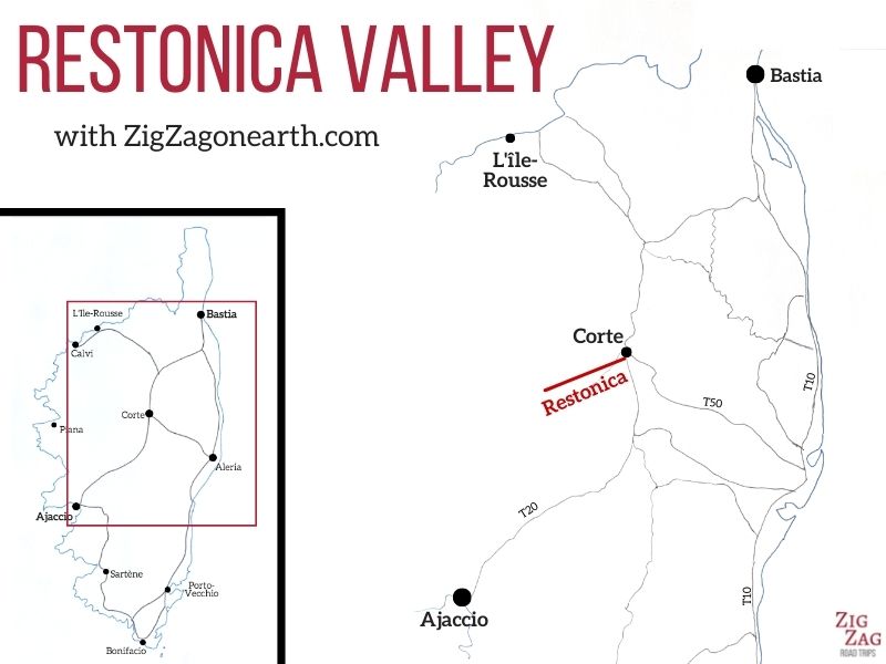 Restonica Valley Corsica Map Restonica Valley Corsica Map