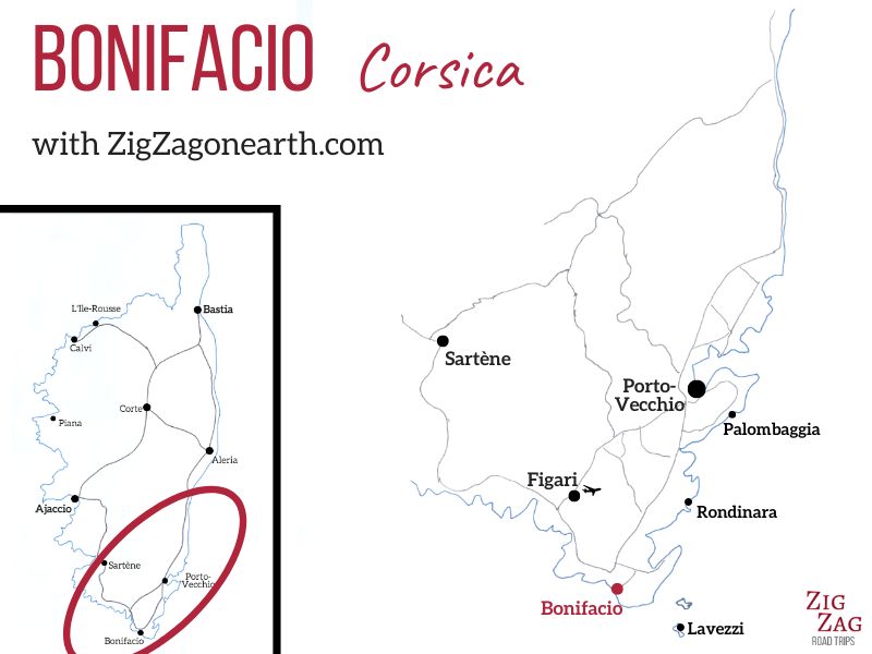 Map Bonifacio Corsica Map Bonifacio Corsica