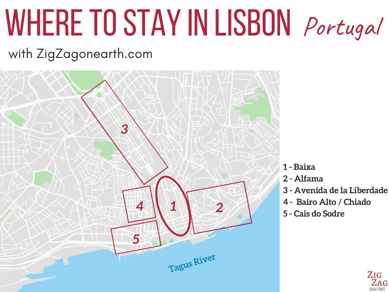 Where to stay in Lisbon best area map