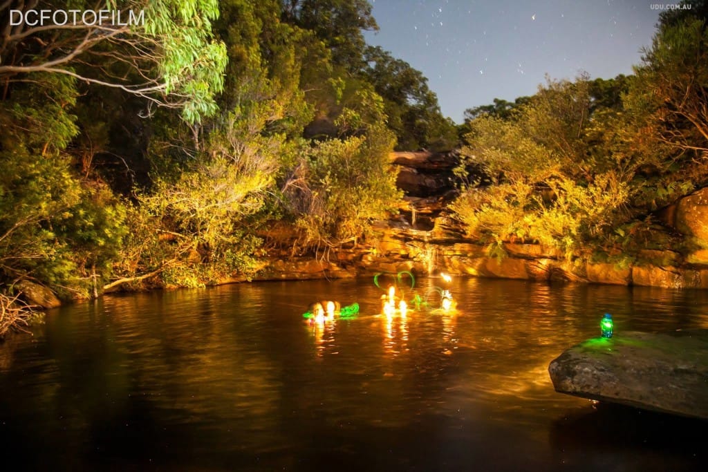 Swimming at night in Royal National Park