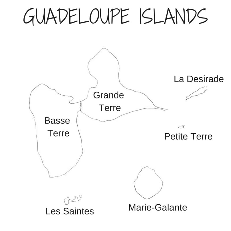 Map overview islands Guadeloupe