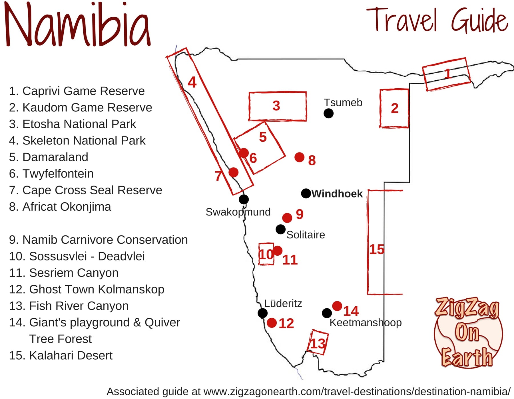 Tourism Map Namibia Travel Guide Things to do
