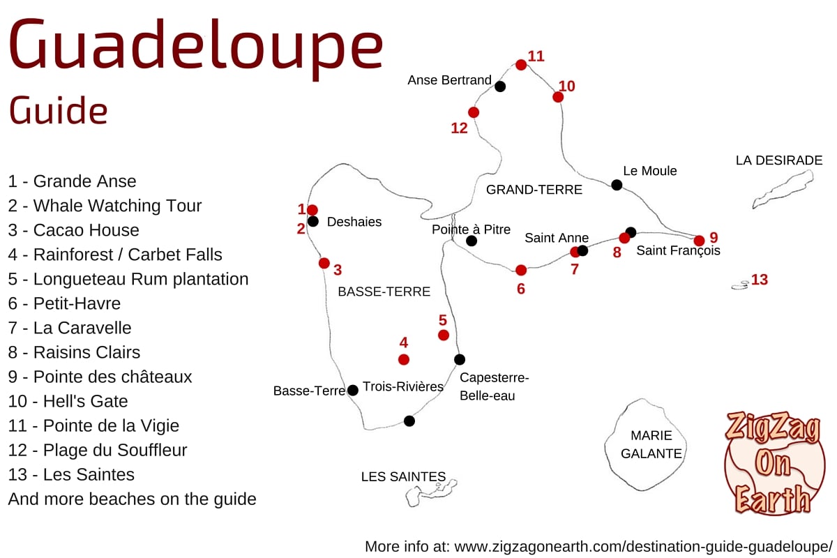 Map of Guadeloupe islands - destinations and things to do Map of Guadeloupe islands - destinations and things to do