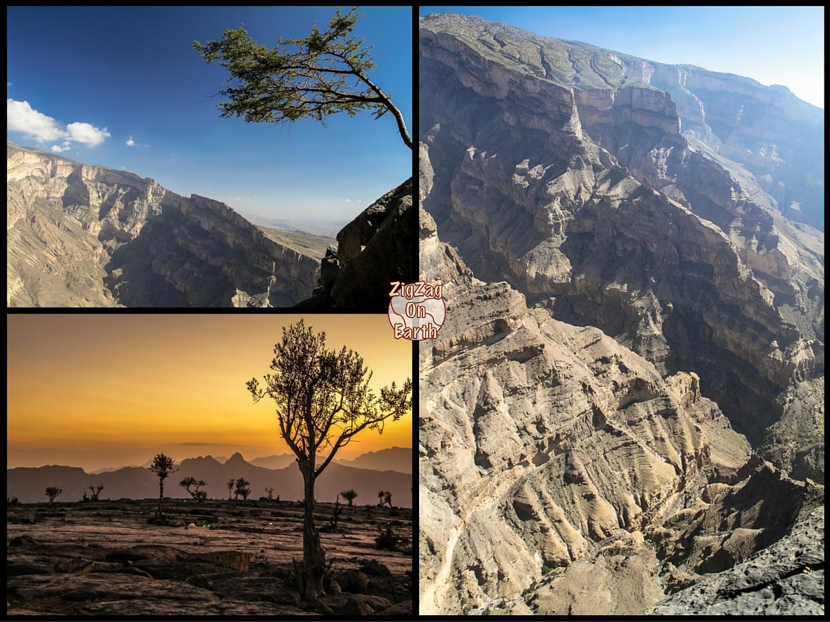 Top places to visit in Oman - Get dizzy at Jebel Shams Grand Canyon
