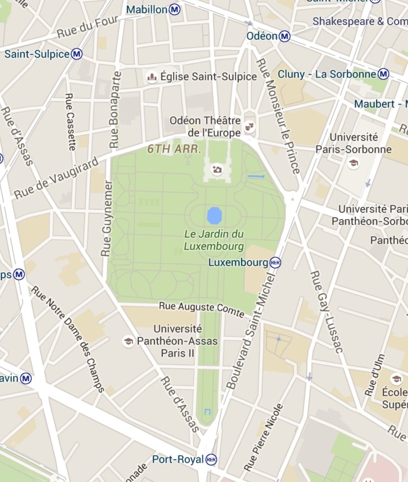 How to get to the Luxembourg Gardens Paris Map - Metro stations