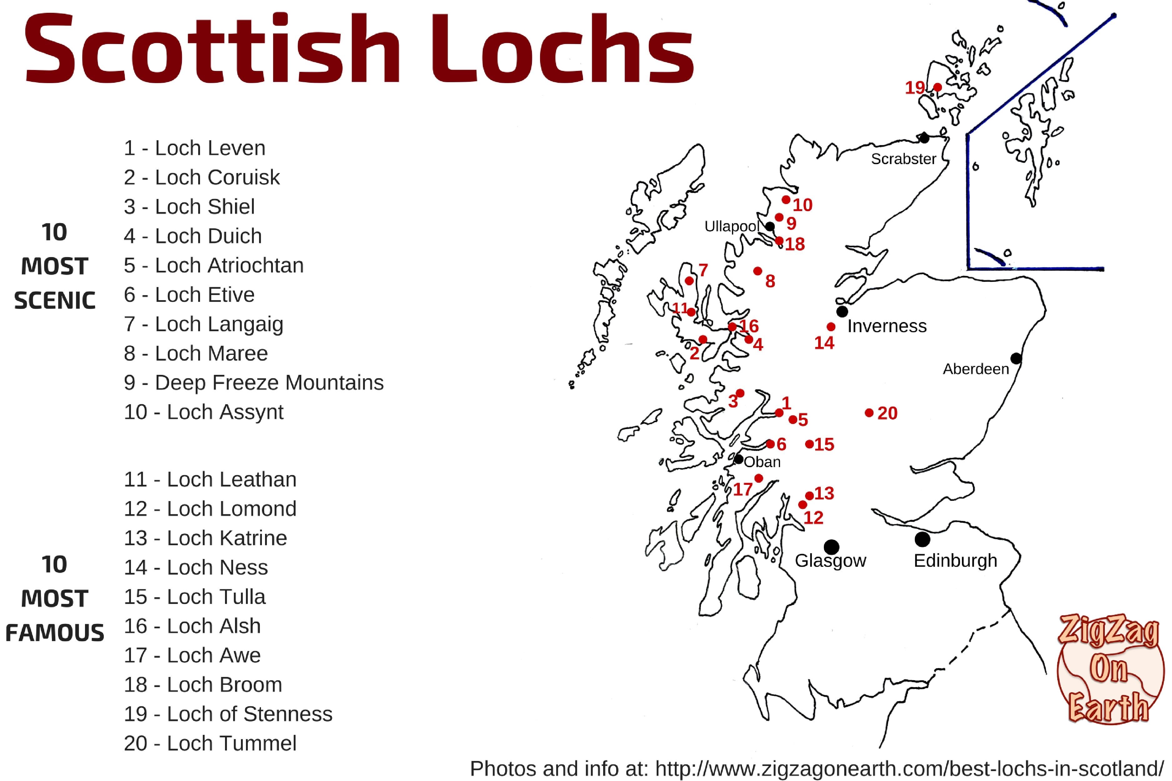 Beste Schotse lochs - kaart  