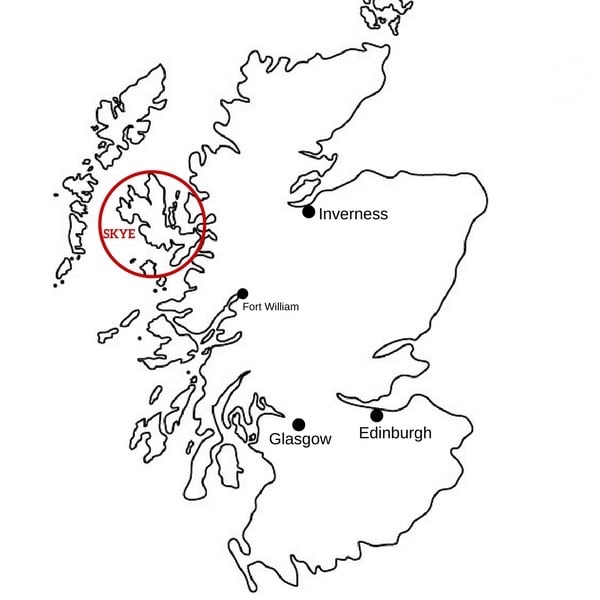 Map Isle fo Skye Tour Location from Edinburgh