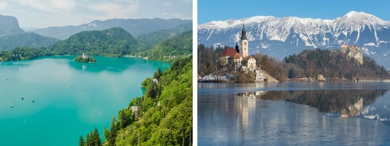 Bled-søen - sommer vs. vinter