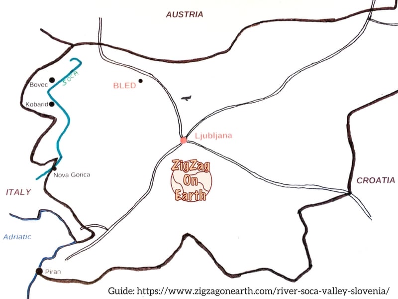 Map - Soca River and Valley in Slovenia
