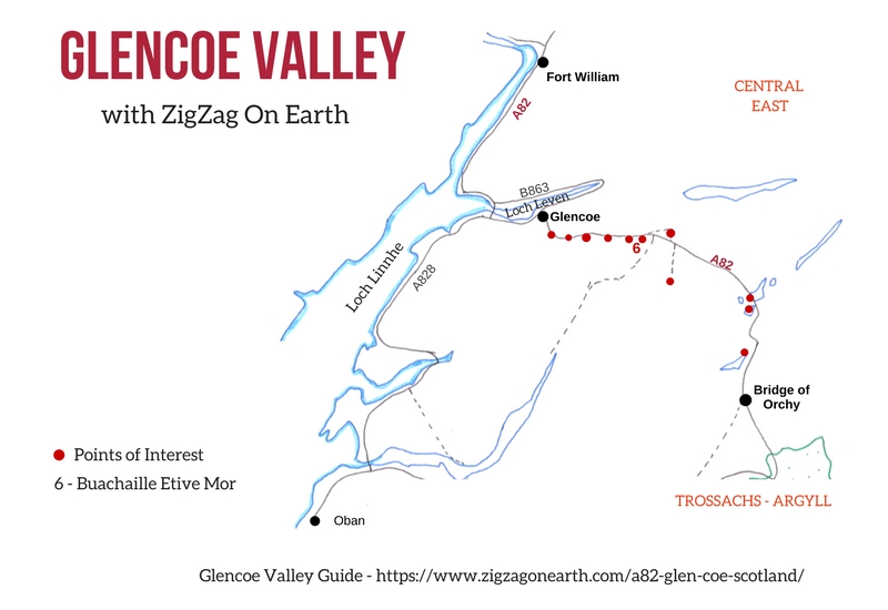 Glencoe Scozia mappa - strada A82