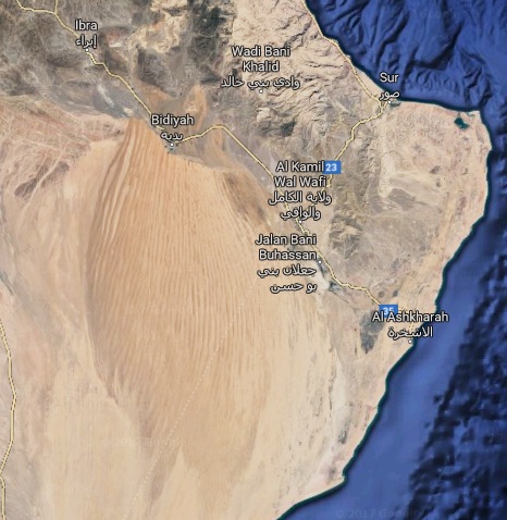 Wahiba sands kartbild google earth