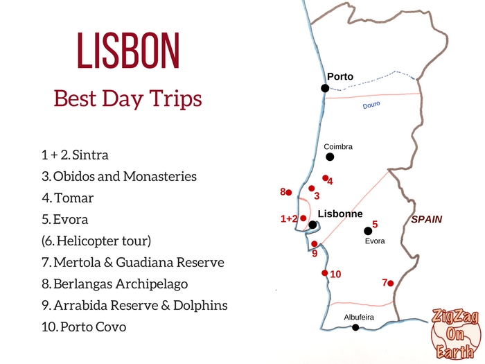 Best day trips from Lisbon - Map