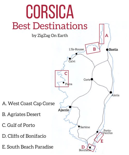 Best places Corsica tourism Map