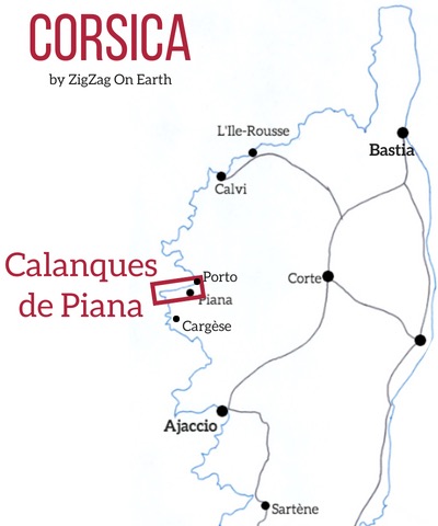 Calanques de Piana Map Corsica
