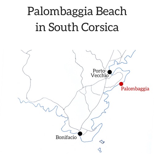 Palombaggia beach Corsica map