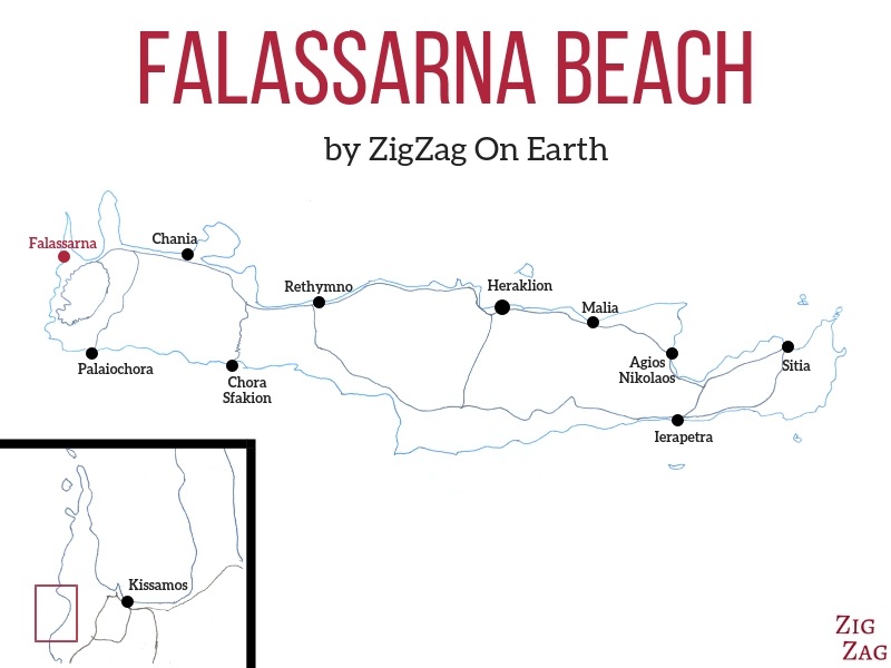 Localização praia de Falassarna Creta mapa