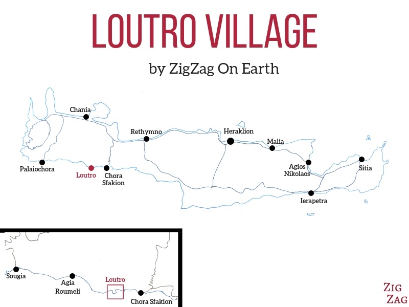 Kaart van Loutro in Kreta - Locatie