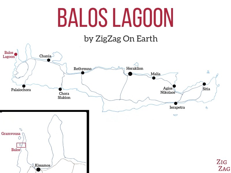 Localização da lagoa de Balos em Creta - Mapa