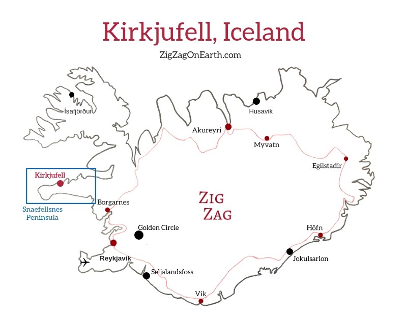 Kaart - Kirkjufell in IJsland