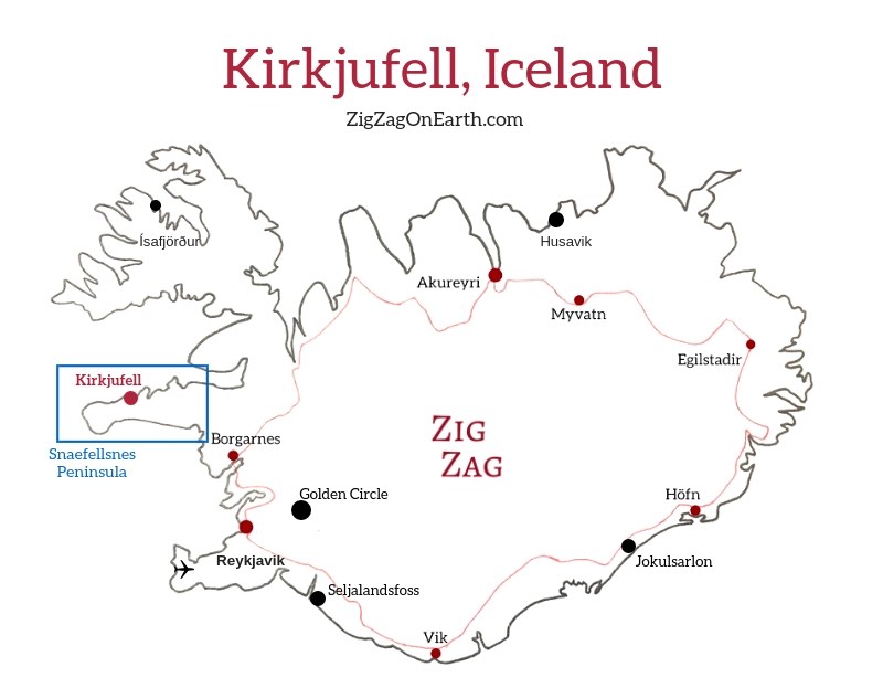 Map - Kirkjufell in Iceland