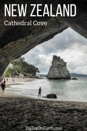 Cathedral Cove Falls New Zealand Travel Pin2