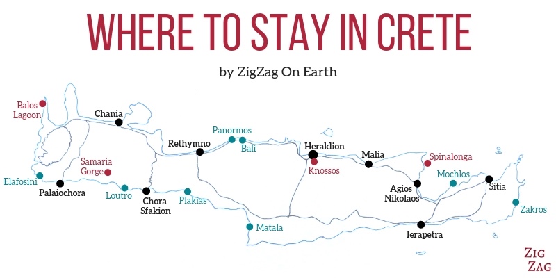 Where to stay in Crete Map