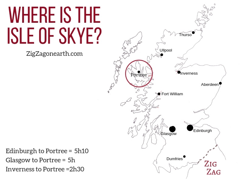 Mapa da localização da Ilha de Skye na Escócia