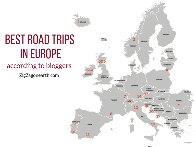 Best road trips in Europe planner map