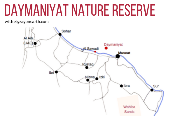 Kort Daymaniyat Islands naturreservat Oman - Beliggenhed