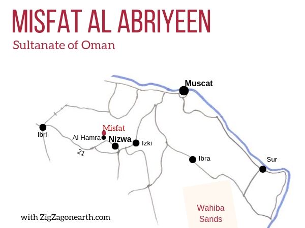 Kaart - Locatie Misfat al Abriyeen