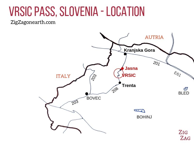 Slovenia VRSIC Pass Map