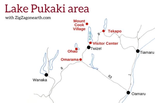 Area of Lake Pukaki - Map