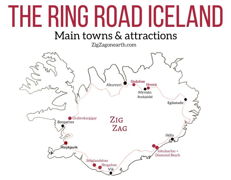 Karta över Islands ringväg