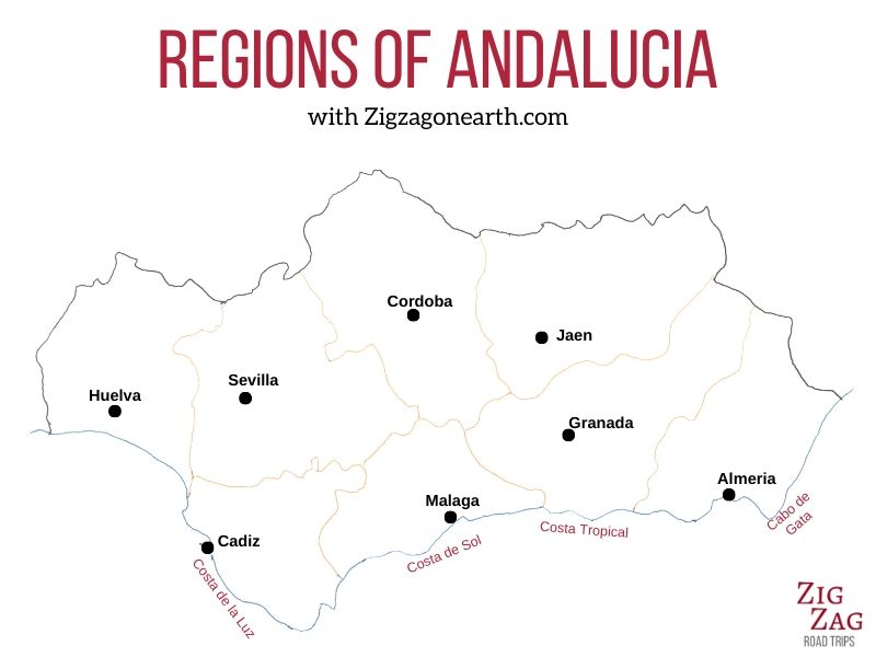 Andalucia Map - the regions