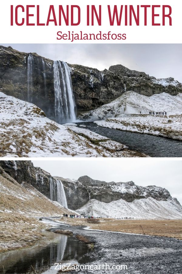 Seljalandsfoss Winter Iceland Travel Pin2