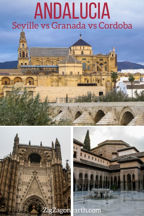 Seville vs Granada vs Cordoba Andalucia Travel Pin