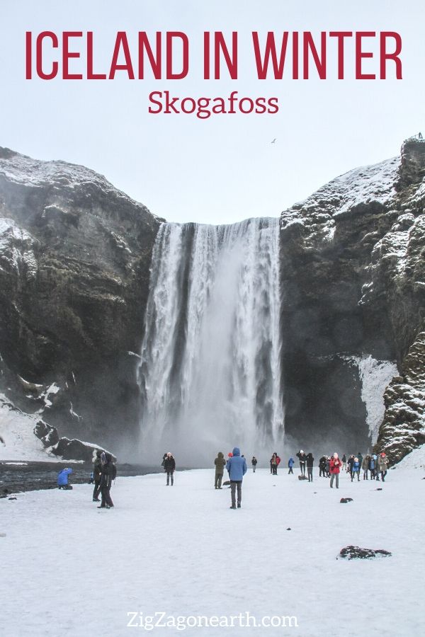 Skogafoss Winter Iceland Travel Pin (1)