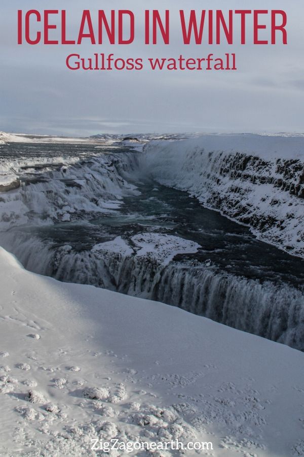 Waterfall Gullfoss Winter Iceland Travel Pin3