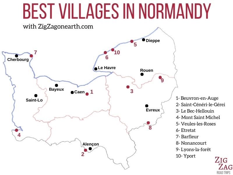 best villages in Normandy map